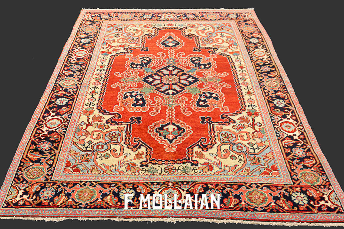 Antique Persian Bakshayesh Medallion Field Rug n°:89204232